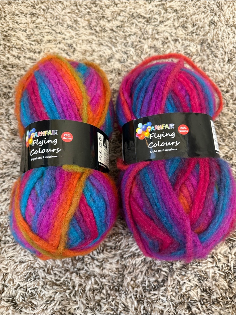 YarnFair Discontined Flying Colours Multicolor Chunky Yarn - 2 Balls